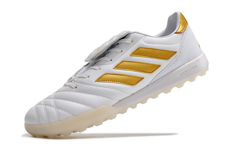 Chuteira Society Adidas Copa Gloro TF Branca e Dourada