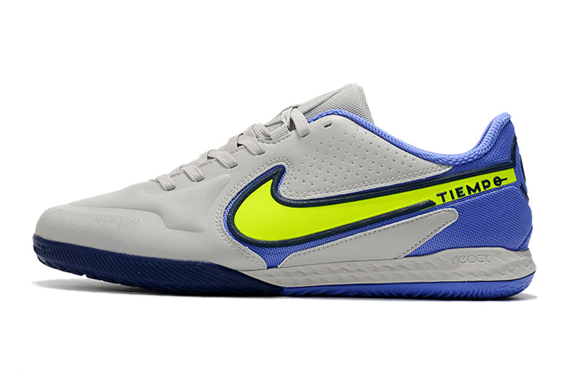 Chuteira Futsal Nike Tiempo Legend 9 Elite IC Cinza e Azul "Recharge Pack"