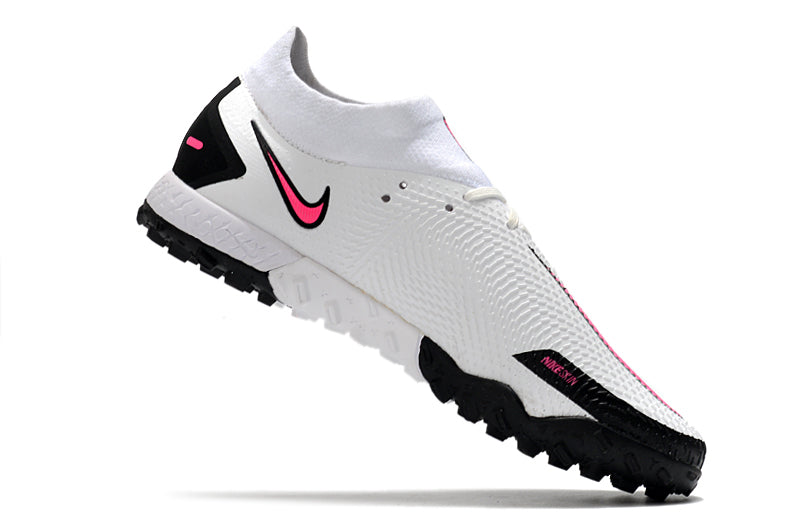 Chuteira Society Nike Phantom GT2 DF Elite Branco e Rosa TF "Daybreak Pack"