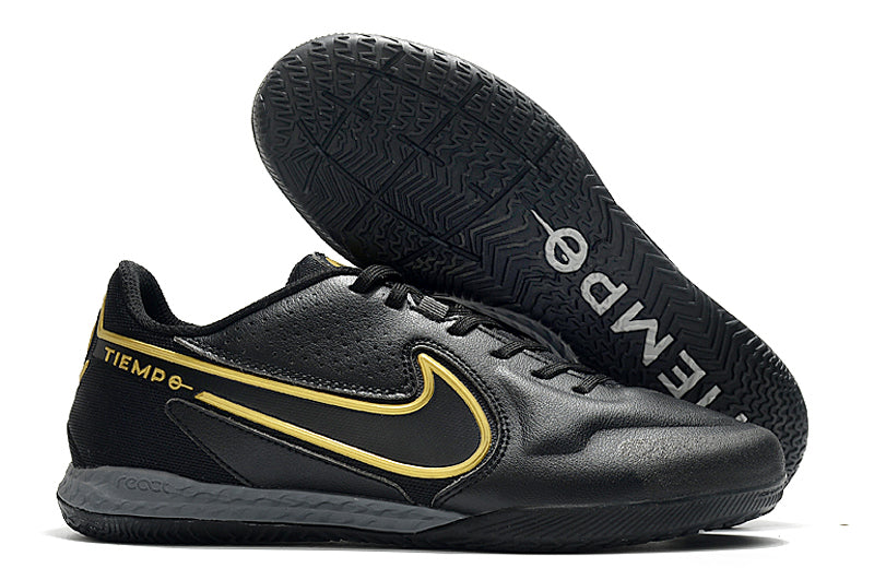 Chuteira Futsal Nike Tiempo Legend 9 Elite IC Preto e Dourado