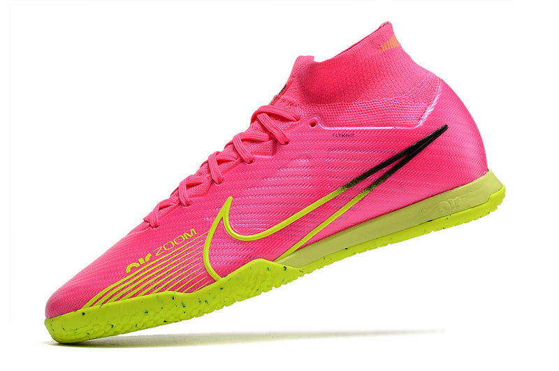 Chuteira Futsal Nike Air Zoom Mercurial Superfly 9 Elite IC Rosa e Verde "Luminous Pack"