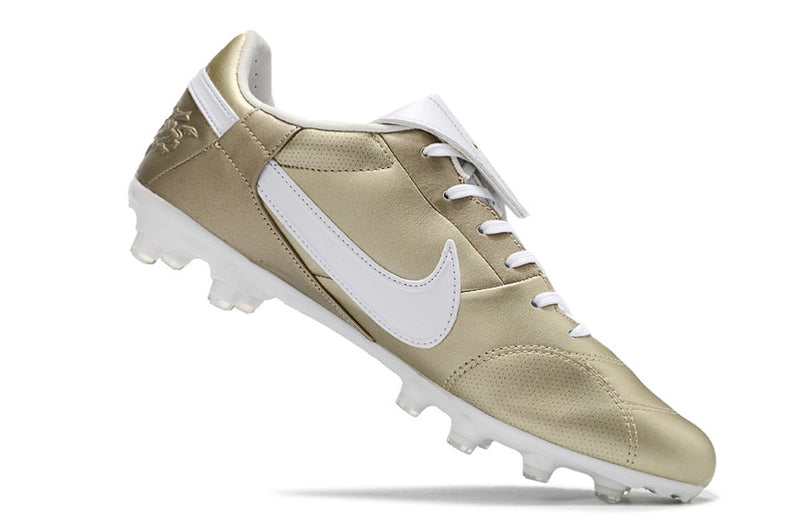 Chuteira Campo Nike Premier 3 FG Dourada e Branca