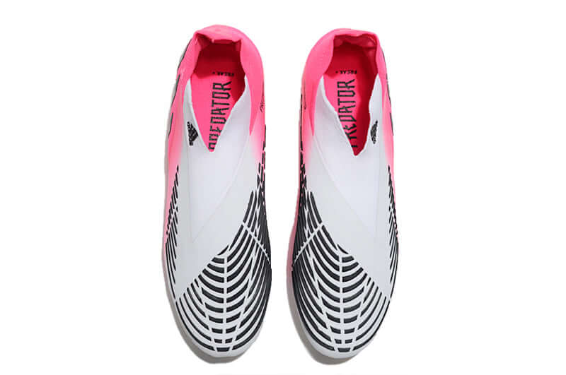 Chuteira Campo Adidas Predator Edge+ FG Rosa e Branco "Beckham"