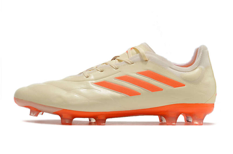 Chuteira Campo Adidas Copa Pure.1 FG Bege e Laranja "Heatspawn Pack"