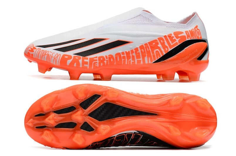 Chuteira Campo Adidas X SpeedPortal Messi+ FG Branco e Laranja