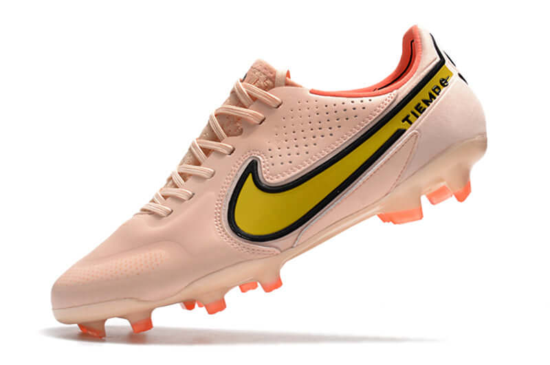 Chuteira Campo Nike Tiempo Legend 9 Elite FG Rosa e Amarelo "Lucent Pack"