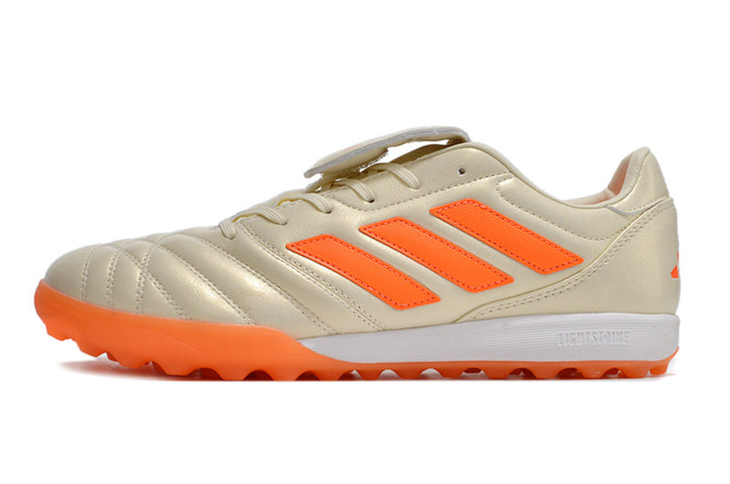 Chuteira Society Adidas Copa Gloro TF Bege e Laranja