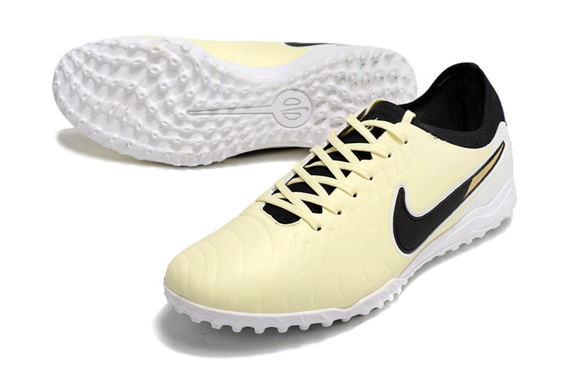 Chuteira Society Nike Tiempo Legend 10 Pro TF Bege e Preta "Mad Ready Pack"