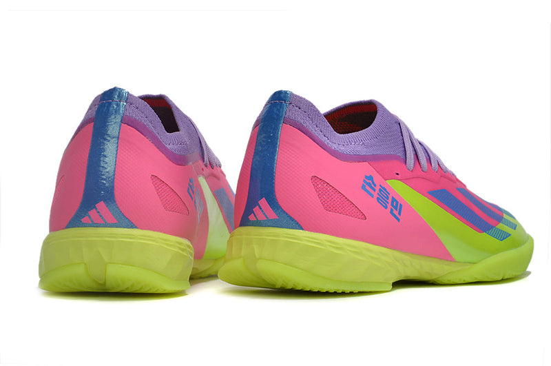 Chuteira Futsal Adidas X Crazyfast.1 IC Rosa e Verde "Son"