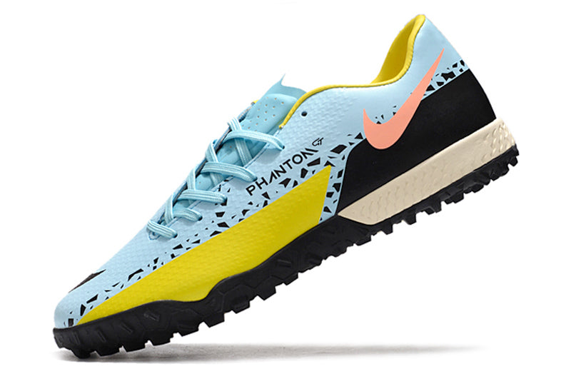 Chuteira Society Nike Phantom GT2 Elite TF Azul e Preto "Lucent Pack"