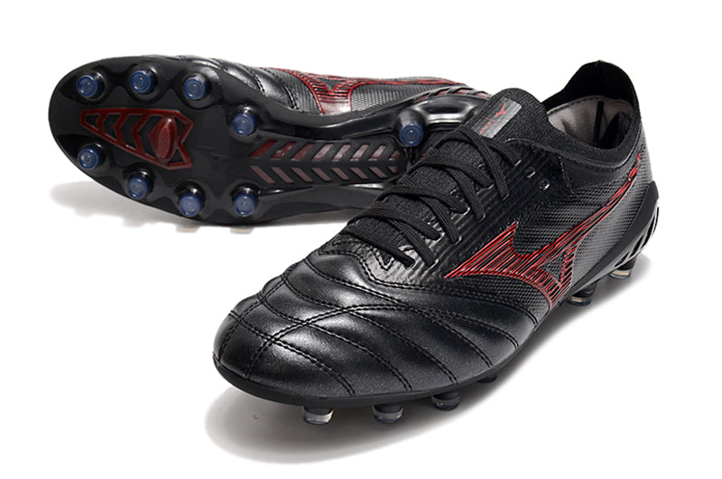 Chuteira Campo Mizuno Morelia Neo 3 FG Preta e Vermelha