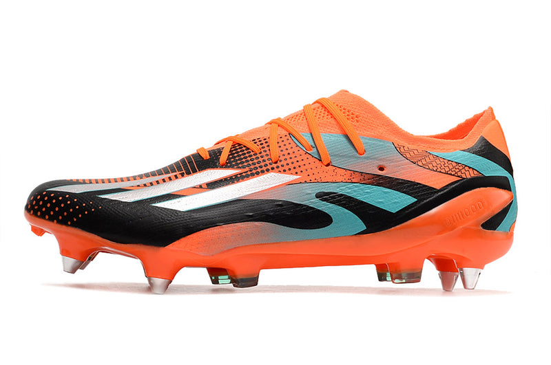 Chuteira Campo Adidas X Speedportal Messi.1 Ponta de Aluminio Laranja e Preta "L10NEL M35SI"