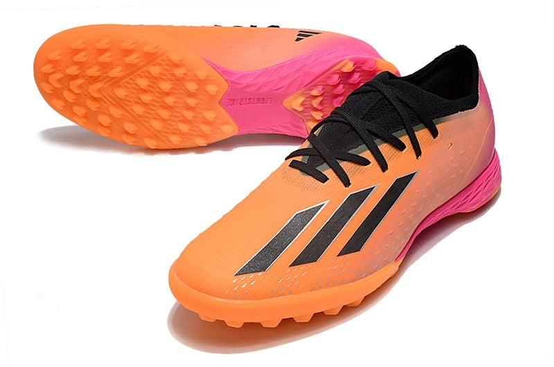 Chuteira Society Adidas X SpeedPortal.1 TF Laranja, Rosa e Preto