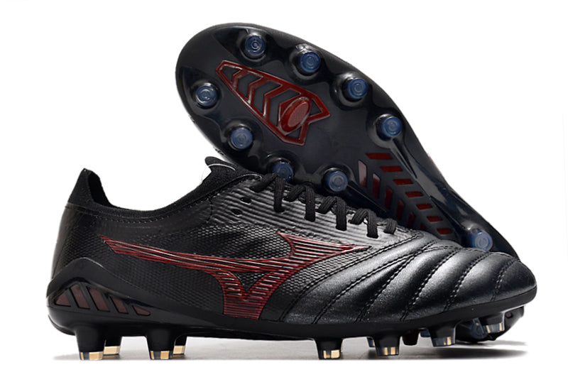 Chuteira Campo Mizuno Morelia Neo 3 FG Preta e Vermelha