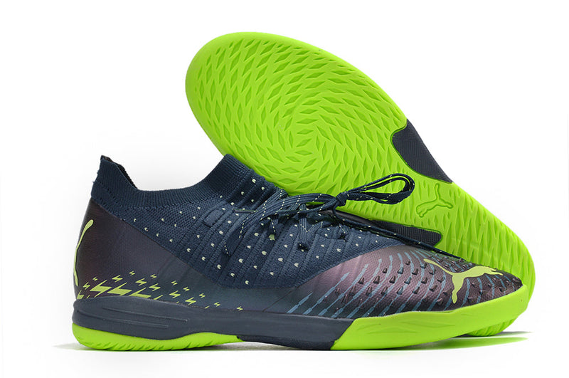 Chuteira Futsal Puma Future Z 1.3 IC Azul e Verde "Fatest Pack"