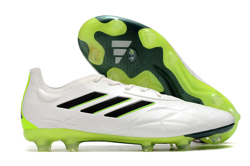 Chuteira Campo Adidas Copa Pure.1 FG Branca e Verde "Crazyrush Pack"