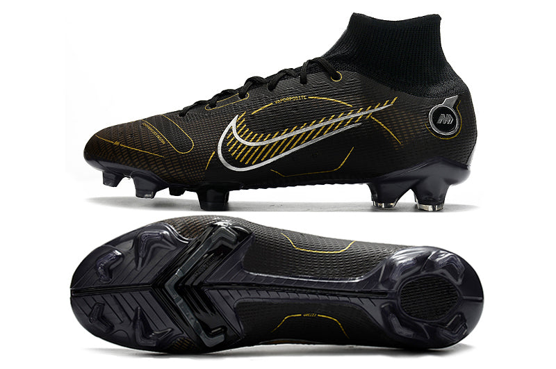 Chuteira Campo Nike Mercurial Superfly 8 Elite FG Preta e Dourada "Shadow Pack"