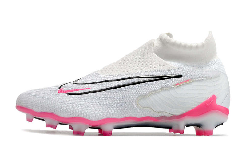 Chuteira Campo Nike Phantom GX DF Elite FG Branca e Rosa