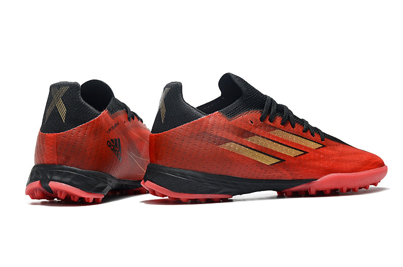 Chuteira Society Adidas X Speedflow.1 TF Vermelho e Preto "Showdown Pack"