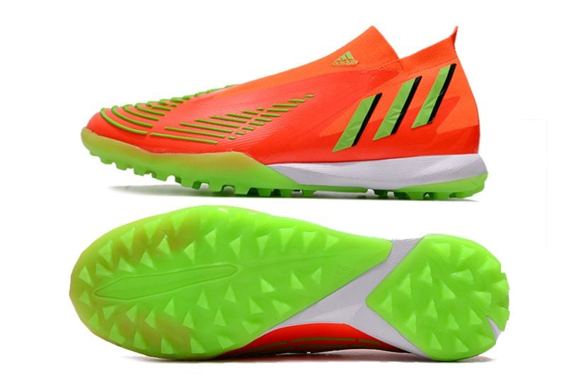 Chuteira Society Adidas Predator Edge+ TF Laranja e Verde "Game Data Pack"