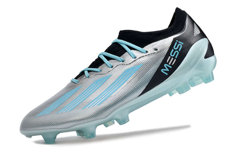 Chuteira Campo Adidas CrazyFast Messi.1 FG Prata e Azul "Infinito"