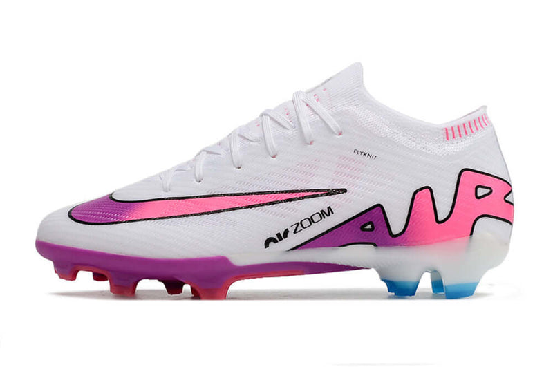 Chuteira Campo Nike Air Zoom Mercurial Vapor 15 Elite FG Branca, Roxo e Rosa