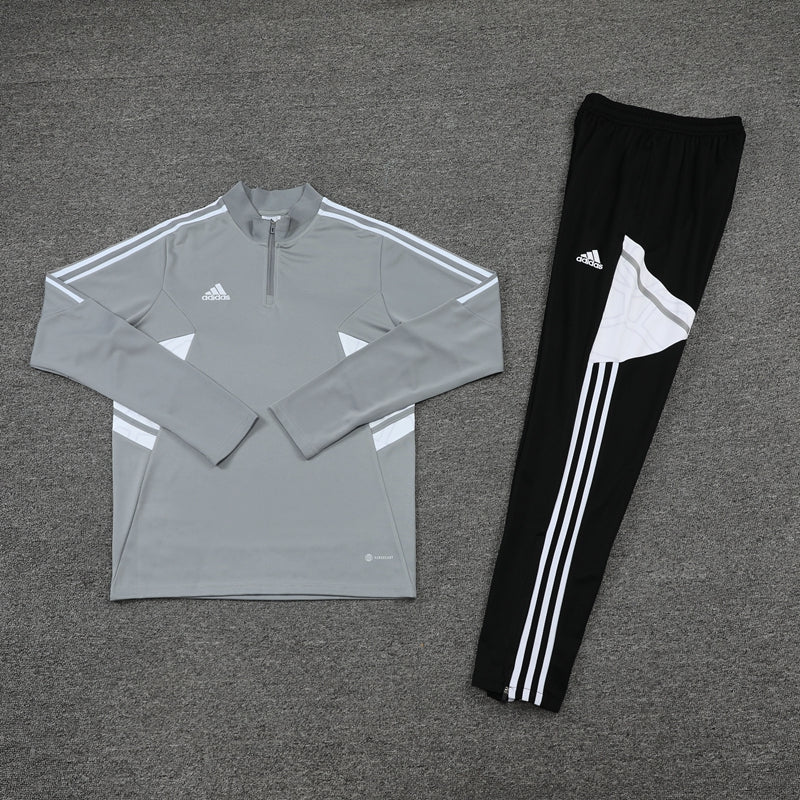 Conjunto de Frio Adidas Training Cinza, Branco e Preto