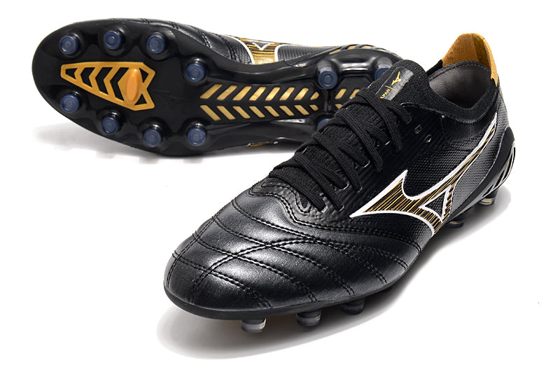 Chuteira Campo Mizuno Morelia Neo 3 FG Preta e Dourada