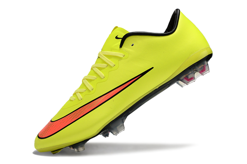 Chuteira Campo Nike Retrô Mercurial Vapor 10 FG Verde Neon e Laranja