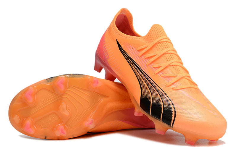 Chuteira Campo Puma Ultra Ultimate FG Laranja e Rosa "Forever Faster Pack"