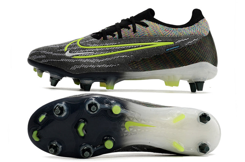 Chuteira Campo Nike Phantom GX Elite Trava Mista Preta e Verde "Link Pack"