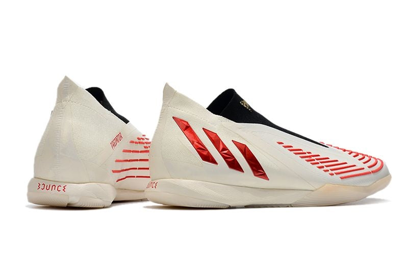 Chuteira Futsal Adidas Predator Edge+ IC Bege e Vermelha "Showdown Pack"