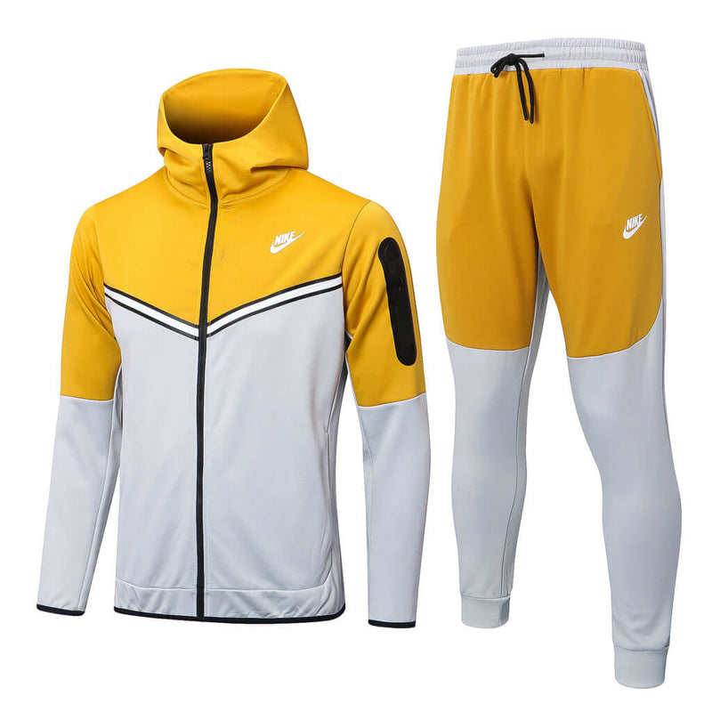 Conjunto de Moletom Nike Sportswear Tech Fleece com Touca Amarelo e Cinza