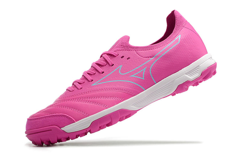 Chuteira Society Mizuno Morelia Neo Beta TF Rosa e Azul