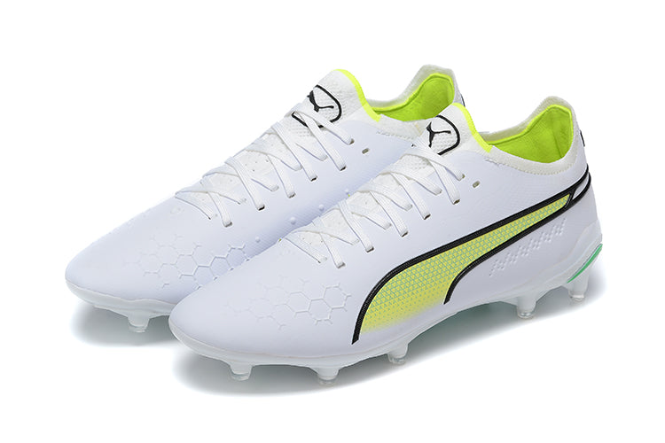 Chuteira Campo Puma King Ultimate FG Branca e Verde " Pursuit Pack"