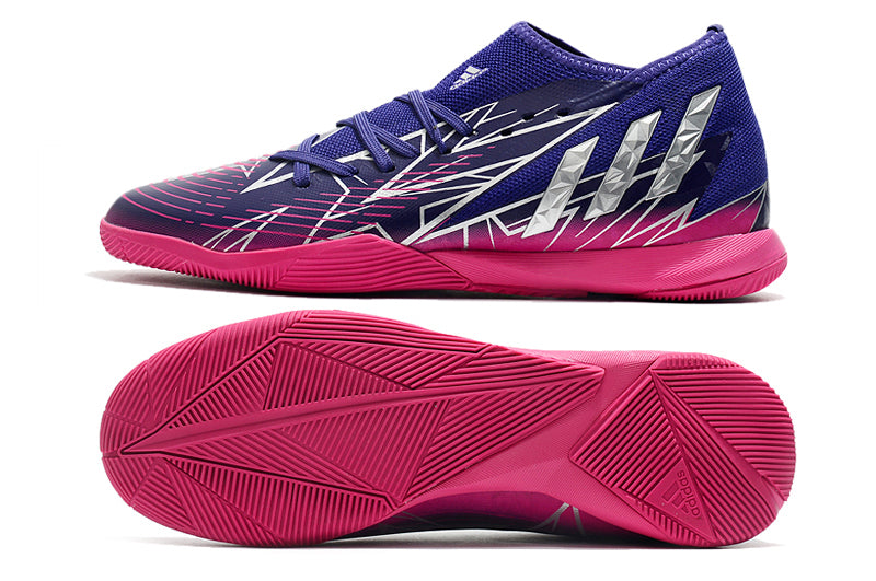 Chuteira Futsal Adidas Predator Edge+ IC Roxa e Rosa "Champions Code Pack"