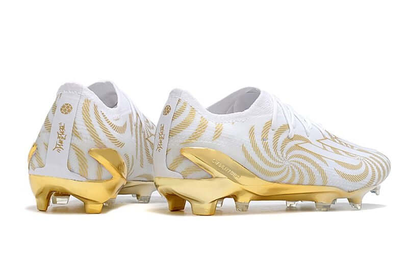 Chuteira Campo Adidas X SpeedPortal.1 FG Branca e Dourado "Benzema Ballon d'Or"