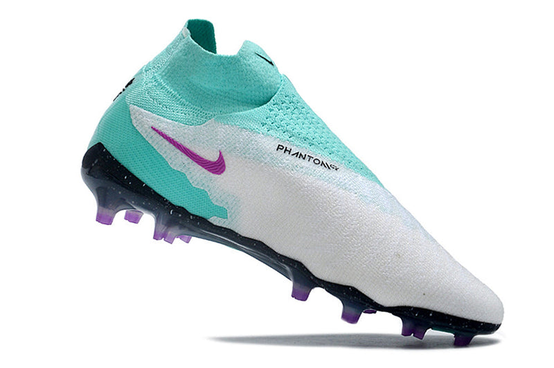 Chuteira Campo Nike Phantom GX DF Elite FG Branca, Verde e Roxa "Peak Ready Pack"