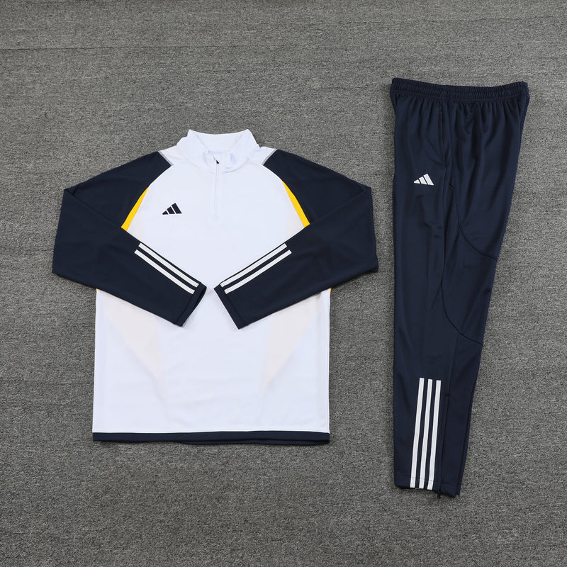 Conjunto de Frio Adidas Training Branco, Azul e Amarelo