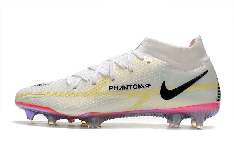 Chuteira Campo Nike Phantom GT2 DF Elite FG Branca e Amarelo "Rawdacious Pack"