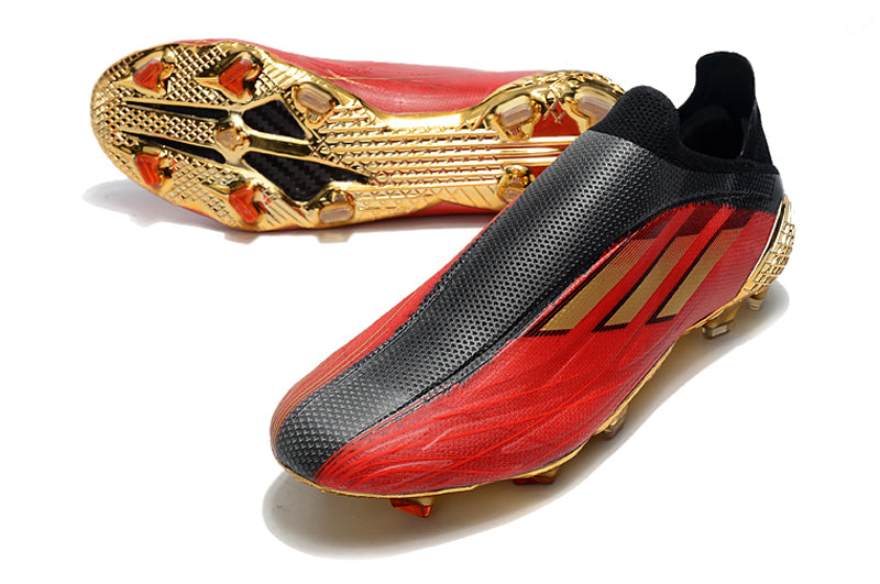 Chuteira Campo Adidas X Speedflow+ FG Vermelho e Dourado "Showdown Pack"