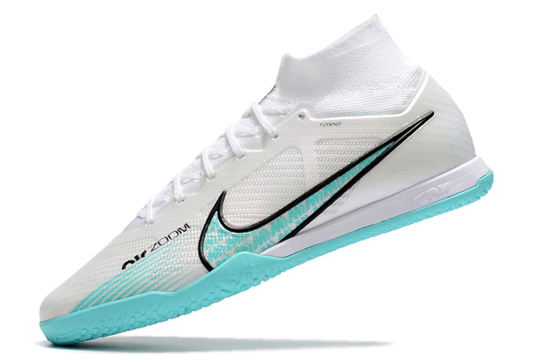 Chuteira Futsal Nike Air Zoom Mercurial Superfly 9 Elite IC Branca e Azul