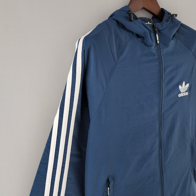 Corta Vento Adidas Azul e Branco