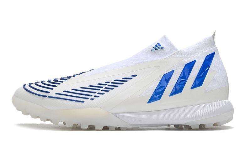 Chuteira Society Adidas Predator Edge+ TF Branca e Azul "Diamond Edge Pack"