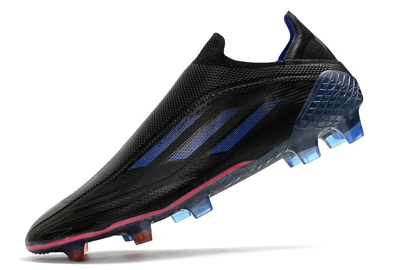 Chuteira Campo Adidas X Speedflow+ FG Preto e Azul "Escape Light Pack"