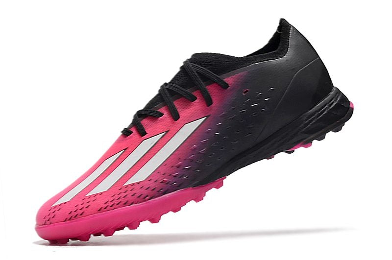 Chuteira Society Adidas X SpeedPortal.1 TF Rosa e Preto "Own You Football Pack"