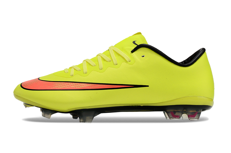 Chuteira Campo Nike Retrô Mercurial Vapor 10 FG Verde Neon e Laranja