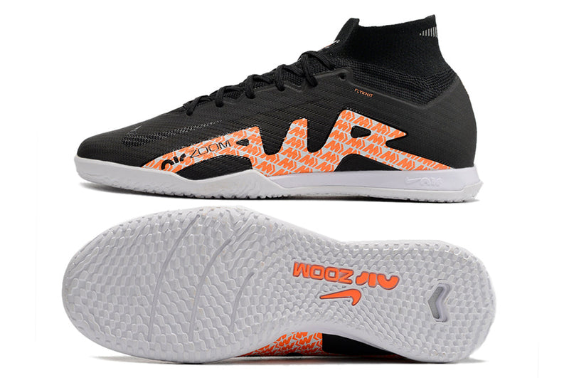 Chuteira Futsal Nike Air Zoom Mercurial Superfly 9 Elite IC Preta e Laranja