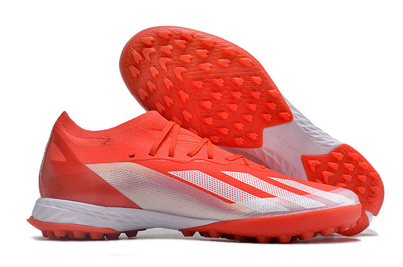 Chuteira Society Adidas X Crazyfast.1 TF Vermelha "Energy Citrus Pack"