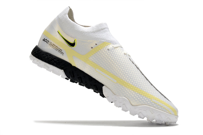 Chuteira Society Nike Phantom GT2 DF Elite TF Branco e Preto